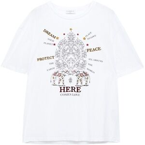 SANDRO Elphi embroidered printed cotton-jersey T-shirt